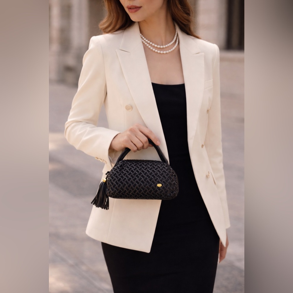 Bally Suede and Leather Woven Handbag Made in Italy